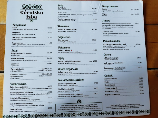 Górolsko Izba - Gastronomia