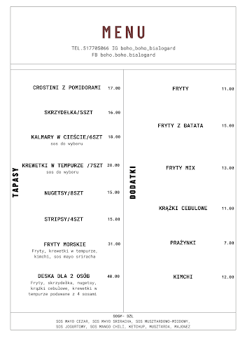 Boho Boho - Gastronomia