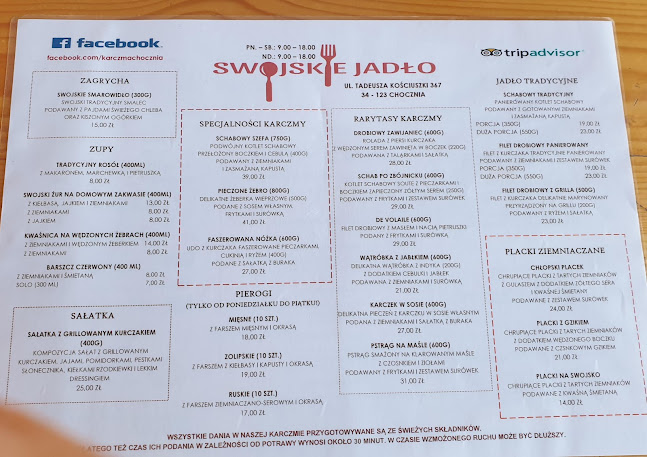 Opinii despre Karczma Swojskie Jadło în Wadowice - Gastronomia