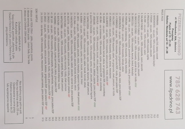 Opinii despre PIZZERIA IL PADRINO în Oleśnica - Gastronomia