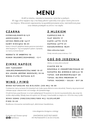 KLAR kawa i wino - kawiarnia speciality wine bar Gliwice